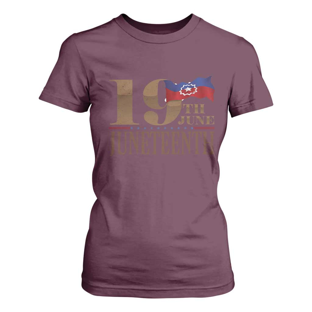 19th June Juneteenth Freedom Day T Shirt For Women Juneteenth Flag TS11 Maroon Print Your Wear