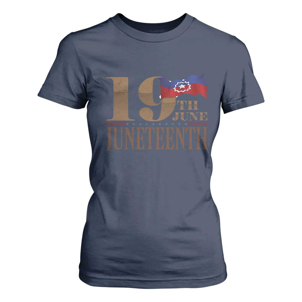 19th June Juneteenth Freedom Day T Shirt For Women Juneteenth Flag TS11 Navy Print Your Wear