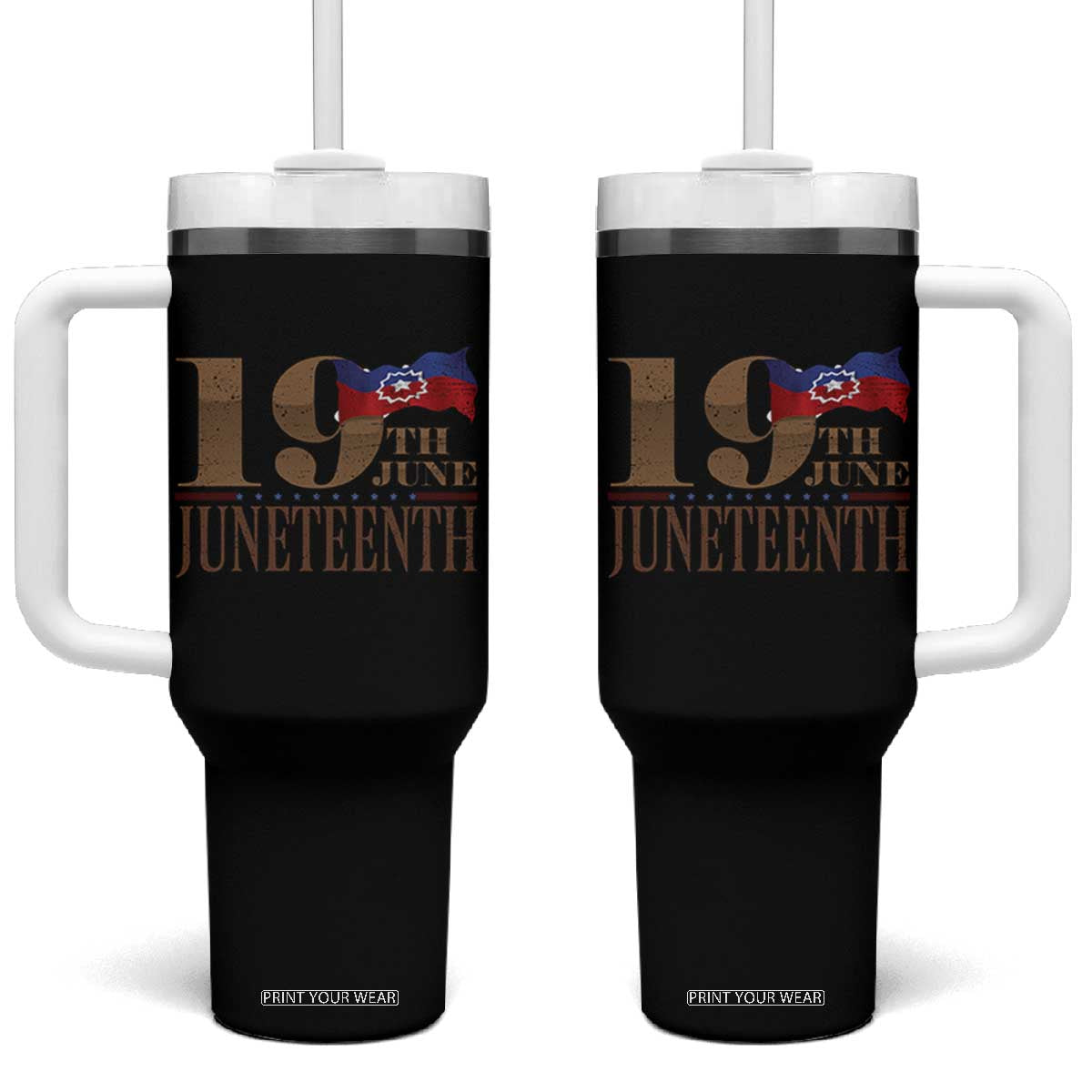 19th June Juneteenth Freedom Day Tumbler With Handle Juneteenth Flag TS11 One Size: 40 oz Black Print Your Wear