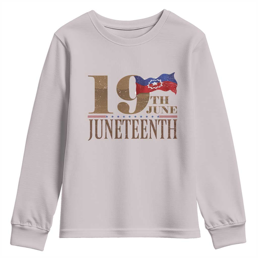 19th June Juneteenth Freedom Day Youth Sweatshirt Juneteenth Flag TS11 Ice Gray Print Your Wear
