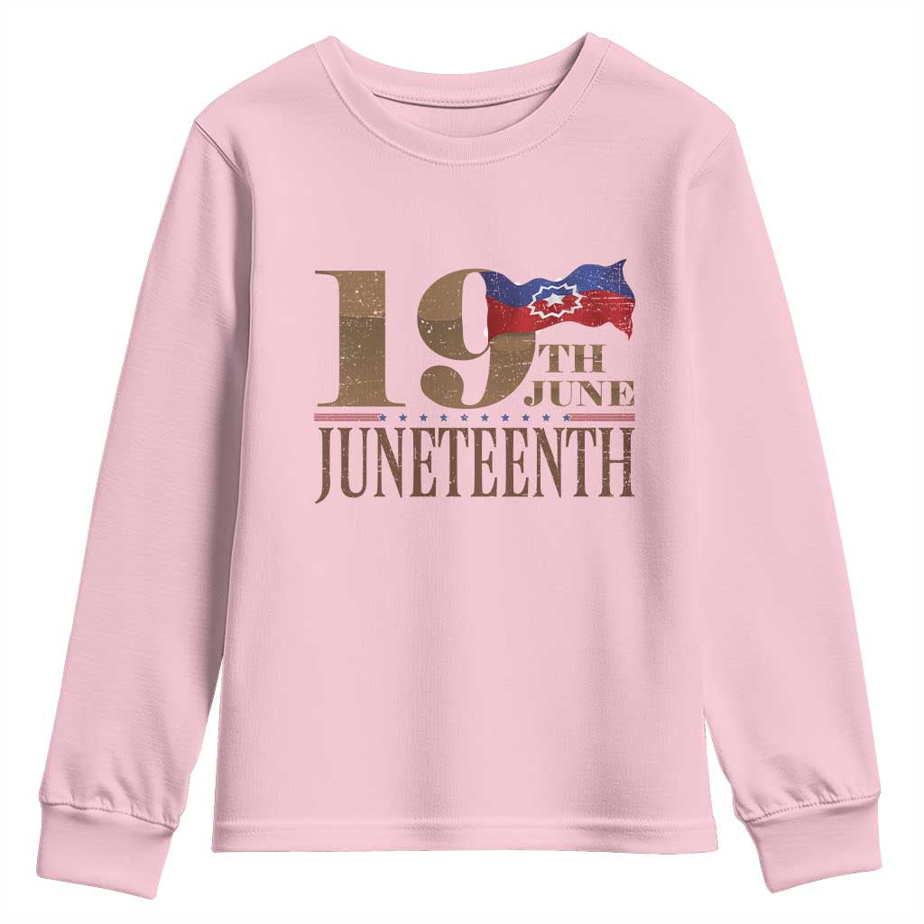 19th June Juneteenth Freedom Day Youth Sweatshirt Juneteenth Flag TS11 Light Pink Print Your Wear