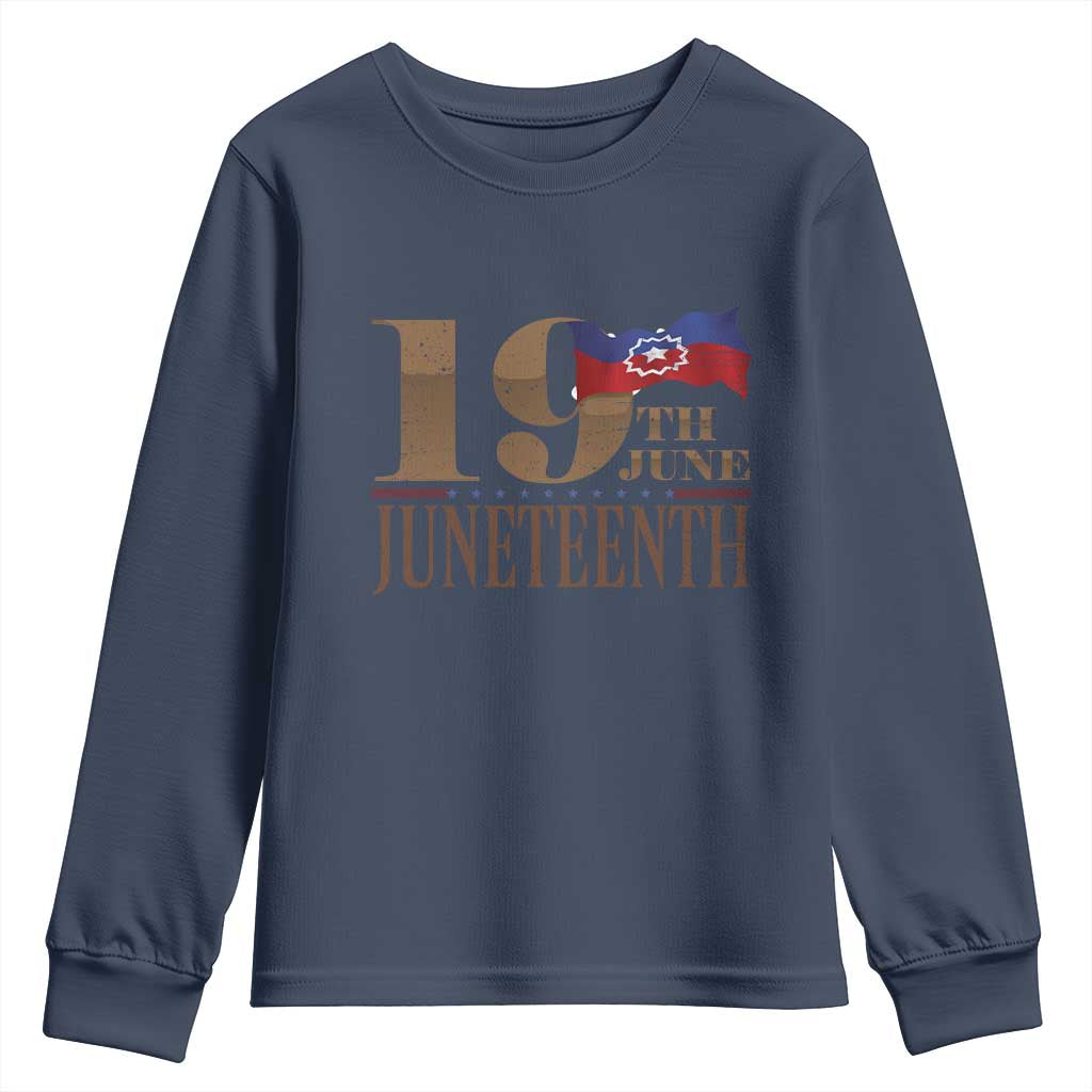 19th June Juneteenth Freedom Day Youth Sweatshirt Juneteenth Flag TS11 Navy Print Your Wear