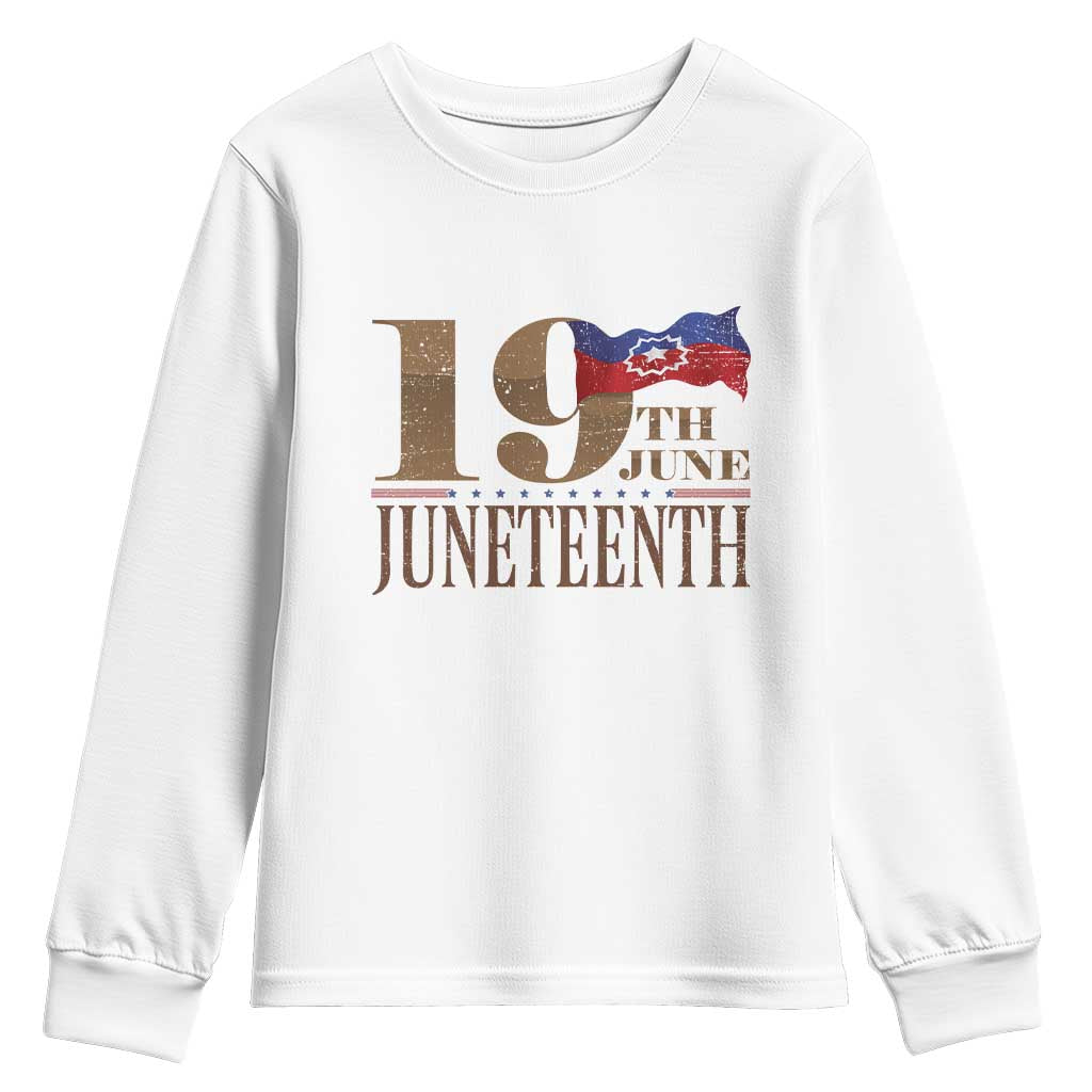 19th June Juneteenth Freedom Day Youth Sweatshirt Juneteenth Flag TS11 White Print Your Wear