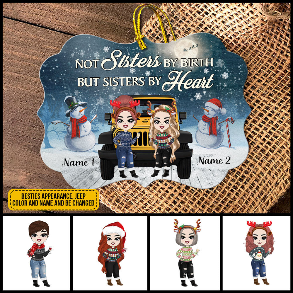 Personalized JP Christmas Ornaments JP Not Sisters By Birth But Sisters By Heart CTM Ornament Custom - Printyourwear