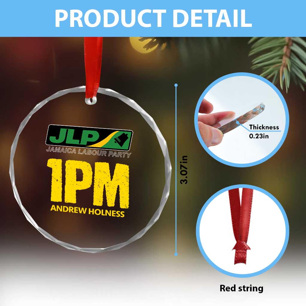 1PM Andrew Holness Crystal Glass Ornament Support JLP Jamaica Labour Party TS02 Print Your Wear