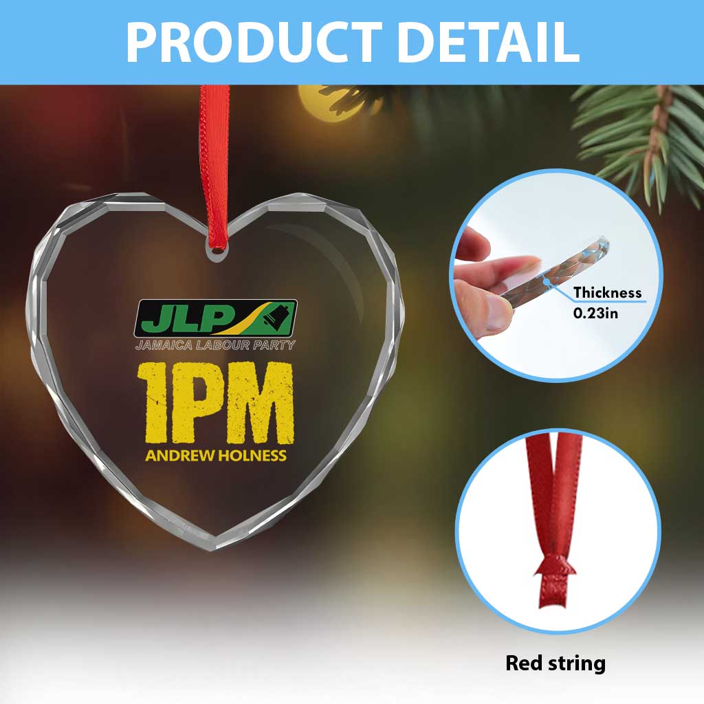 1PM Andrew Holness Heart Crystal Glass Ornament Support JLP Jamaica Labour Party TS02 Print Your Wear
