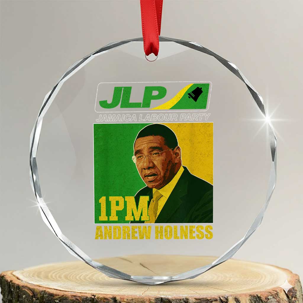 1PM Andrew Holness JPL Supporter Crystal Glass Ornament Jamaica Labor Party Jamaican Political Pride TS02 Transparent Glass 3'' Circle Print Your Wear