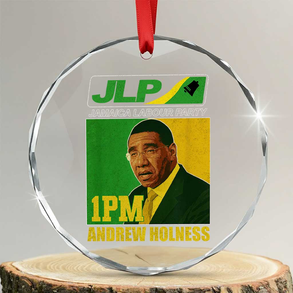 1PM Andrew Holness JPL Supporter Crystal Glass Ornament Jamaica Labor Party Jamaican Political Pride TS02 Transparent Glass 3'' Circle Print Your Wear