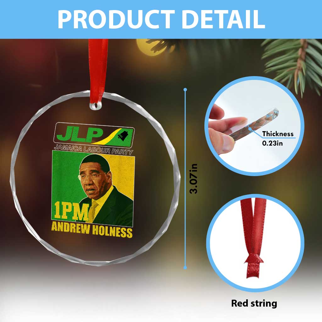 1PM Andrew Holness JPL Supporter Crystal Glass Ornament Jamaica Labor Party Jamaican Political Pride TS02 Print Your Wear
