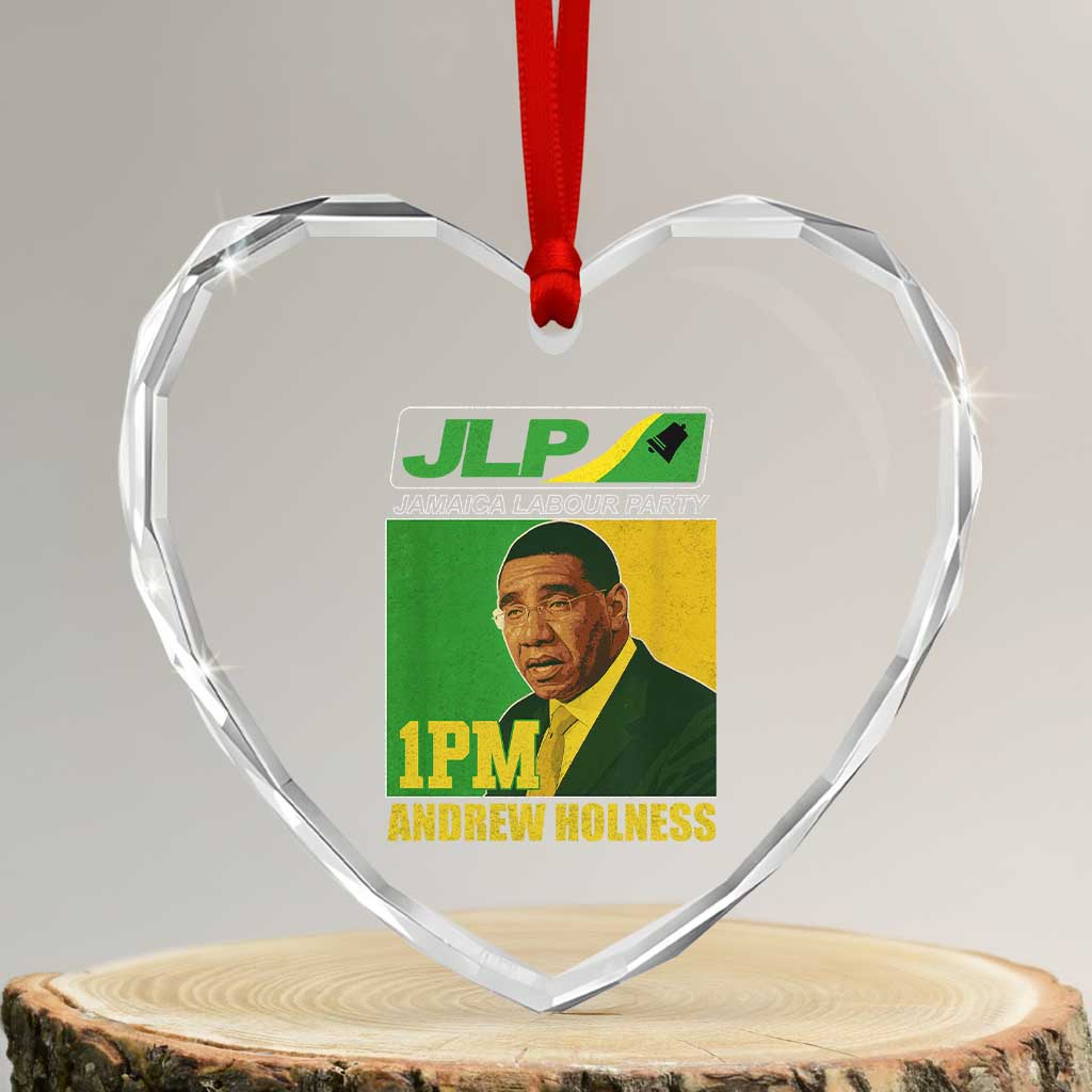 1PM Andrew Holness JPL Supporter Heart Crystal Glass Ornament Jamaica Labor Party Jamaican Political Pride TS02 Transparent Glass 3'' Heart Print Your Wear