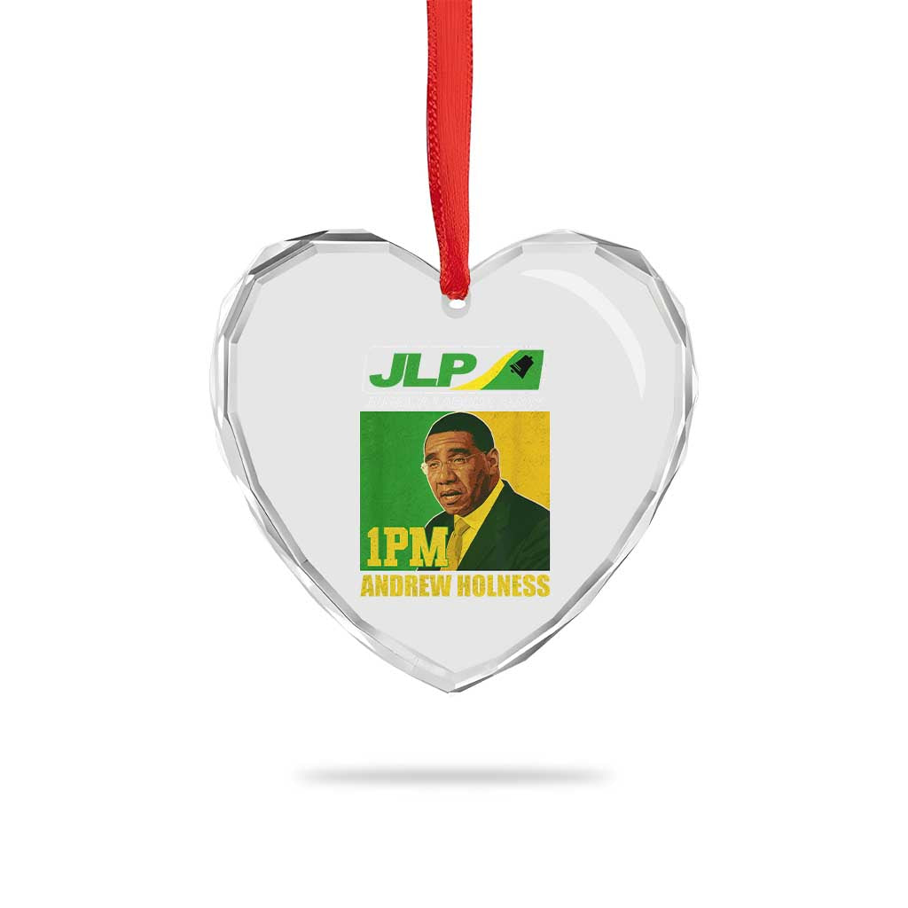 1PM Andrew Holness JPL Supporter Heart Crystal Glass Ornament Jamaica Labor Party Jamaican Political Pride TS02 Print Your Wear
