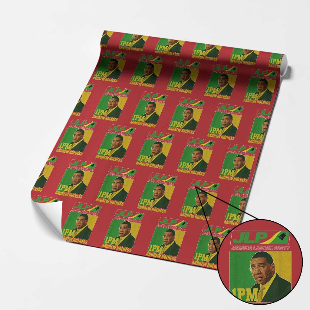 1PM Andrew Holness JPL Supporter Wrapping Paper Roll Jamaica Labor Party Jamaican Political Pride TS02 Red Print Your Wear