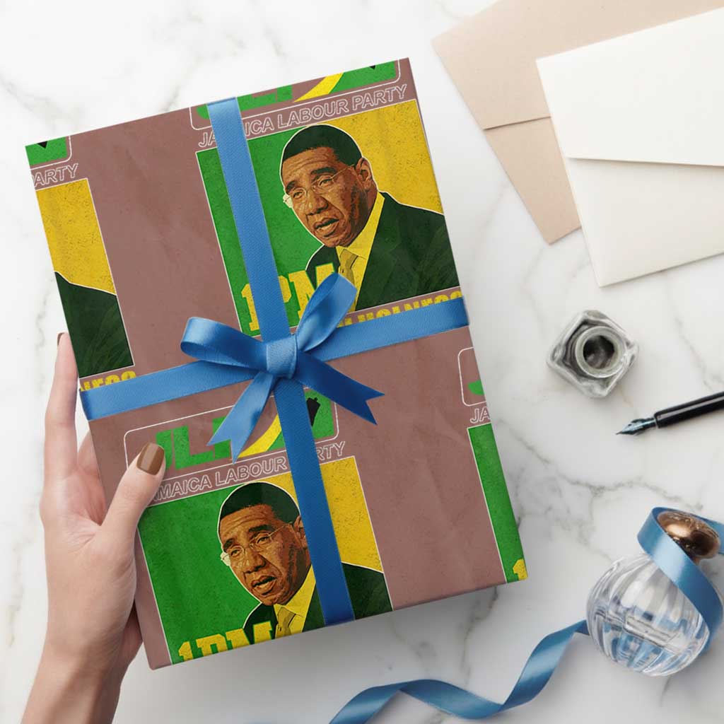 1PM Andrew Holness JPL Supporter Wrapping Paper Roll Jamaica Labor Party Jamaican Political Pride TS02 Mocha Print Your Wear
