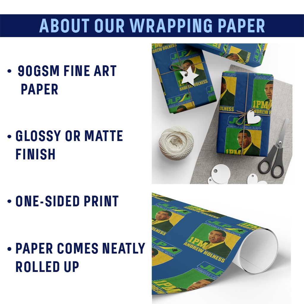 1PM Andrew Holness JPL Supporter Wrapping Paper Roll Jamaica Labor Party Jamaican Political Pride TS02 Print Your Wear