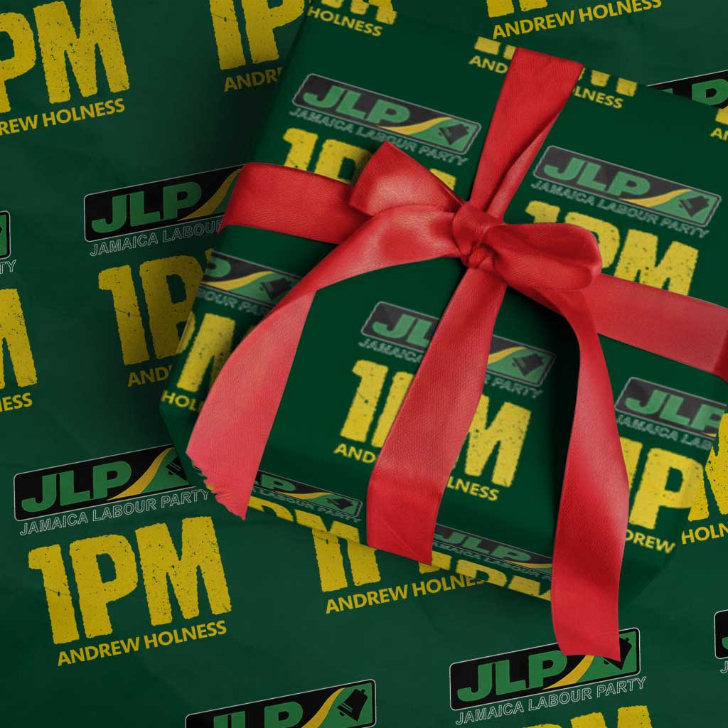 1PM Andrew Holness Wrapping Paper Roll Support JLP Jamaica Labour Party TS02 Green Print Your Wear