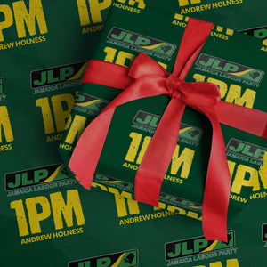 1PM Andrew Holness Wrapping Paper Roll Support JLP Jamaica Labour Party TS02 Green Print Your Wear