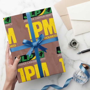 1PM Andrew Holness Wrapping Paper Roll Support JLP Jamaica Labour Party TS02 Mocha Print Your Wear