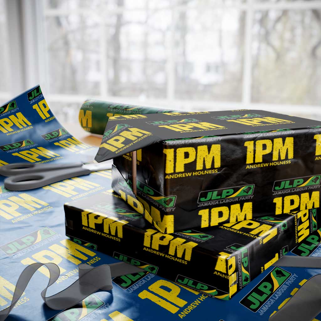 1PM Andrew Holness Wrapping Paper Roll Support JLP Jamaica Labour Party TS02 Black Print Your Wear