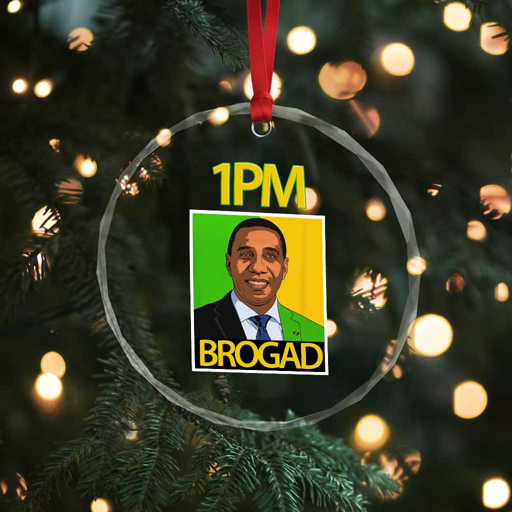 1PM BROGAD JLP Supporter Andrew Holness Crystal Glass Ornament Jamaica Labor Party Politics TS02 Print Your Wear