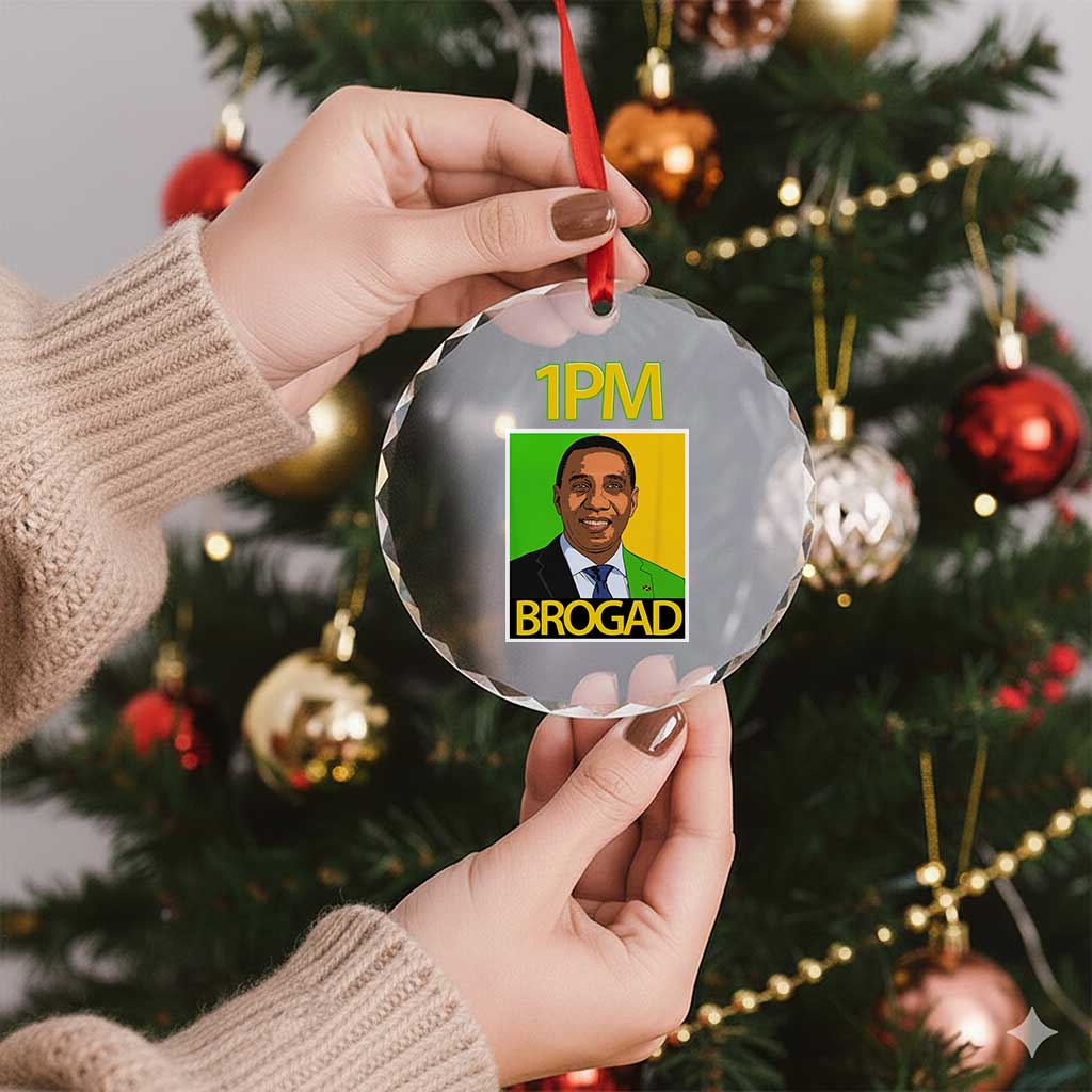 1PM BROGAD JLP Supporter Andrew Holness Crystal Glass Ornament Jamaica Labor Party Politics TS02 Print Your Wear