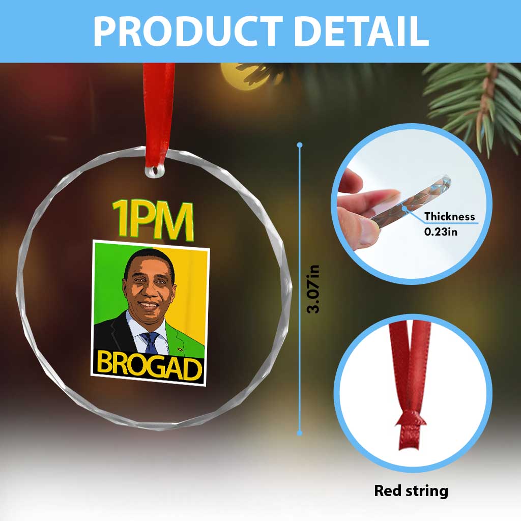1PM BROGAD JLP Supporter Andrew Holness Crystal Glass Ornament Jamaica Labor Party Politics TS02 Print Your Wear