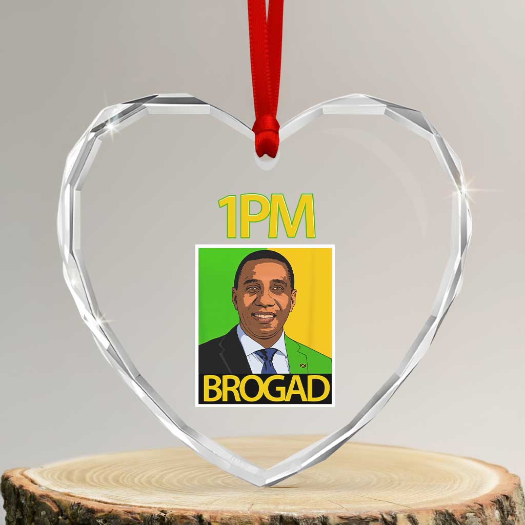 1PM BROGAD JLP Supporter Andrew Holness Heart Crystal Glass Ornament Jamaica Labor Party Politics TS02 Transparent Glass 3'' Heart Print Your Wear