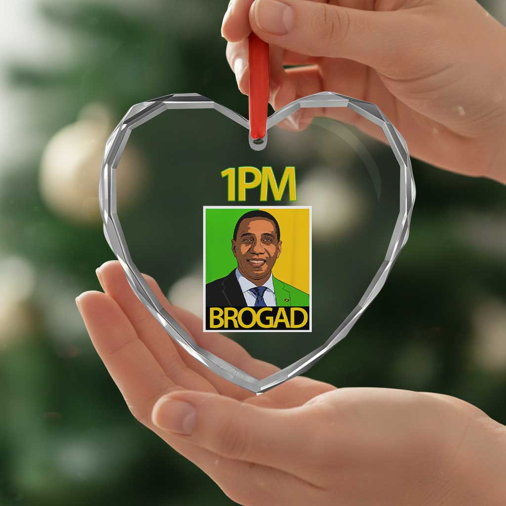 1PM BROGAD JLP Supporter Andrew Holness Heart Crystal Glass Ornament Jamaica Labor Party Politics TS02 Print Your Wear