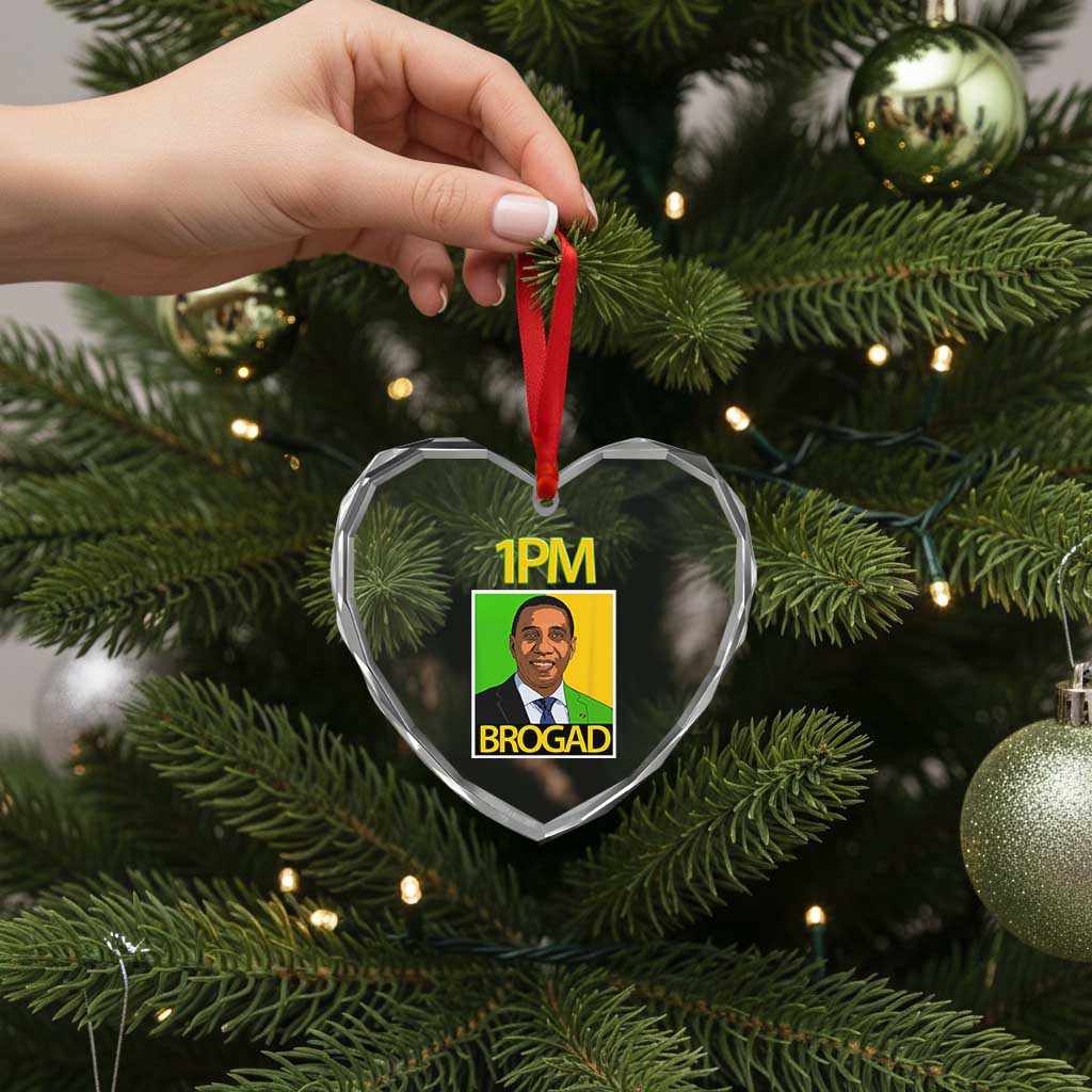 1PM BROGAD JLP Supporter Andrew Holness Heart Crystal Glass Ornament Jamaica Labor Party Politics TS02 Print Your Wear