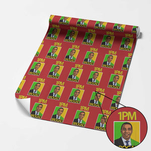1PM BROGAD JLP Supporter Andrew Holness Wrapping Paper Roll Jamaica Labor Party Politics TS02 Red Print Your Wear