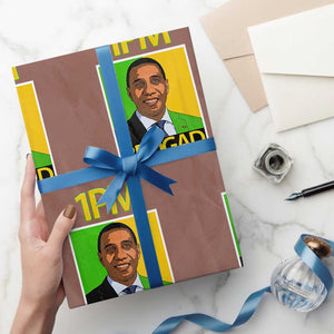 1PM BROGAD JLP Supporter Andrew Holness Wrapping Paper Roll Jamaica Labor Party Politics TS02 Mocha Print Your Wear