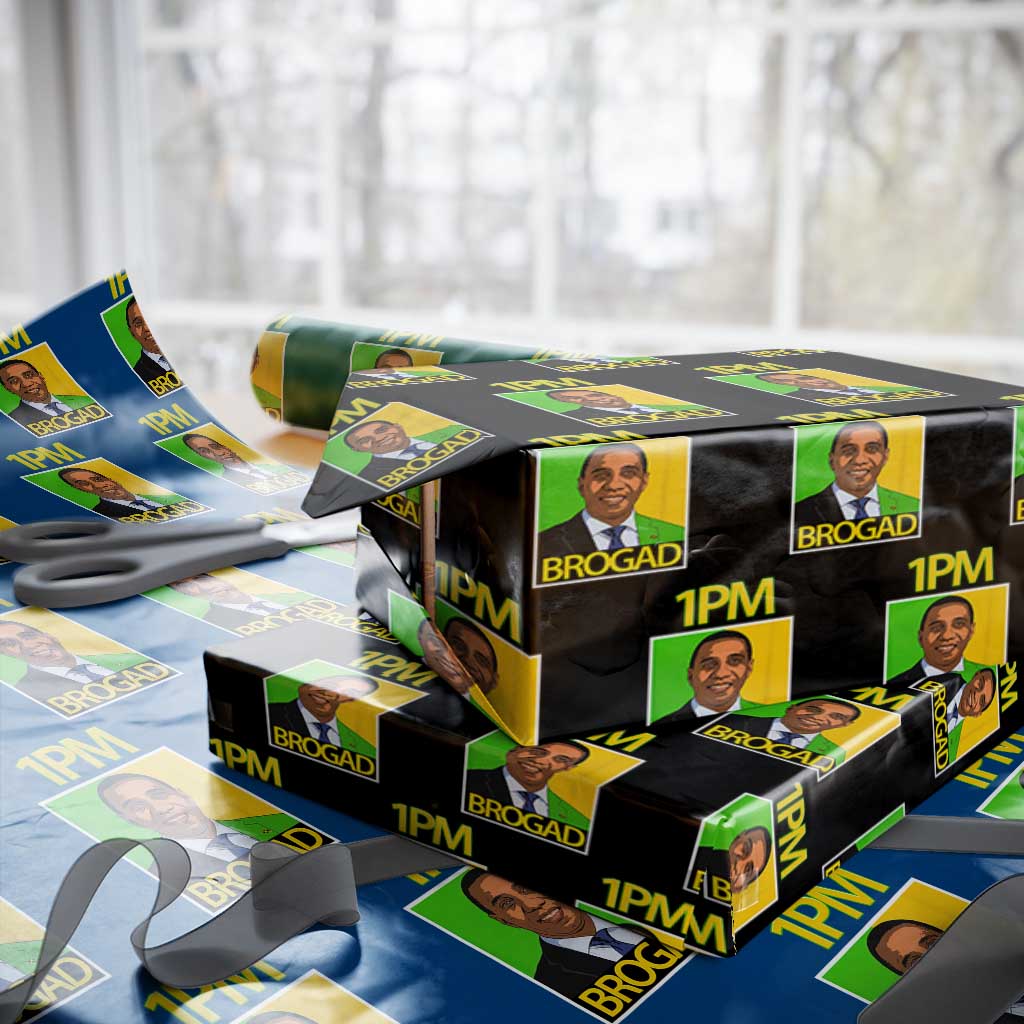 1PM BROGAD JLP Supporter Andrew Holness Wrapping Paper Roll Jamaica Labor Party Politics TS02 Black Print Your Wear
