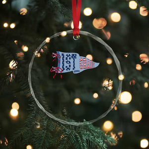 1st Grade Teacher Pennant US Flag Back to School Crystal Glass Ornament