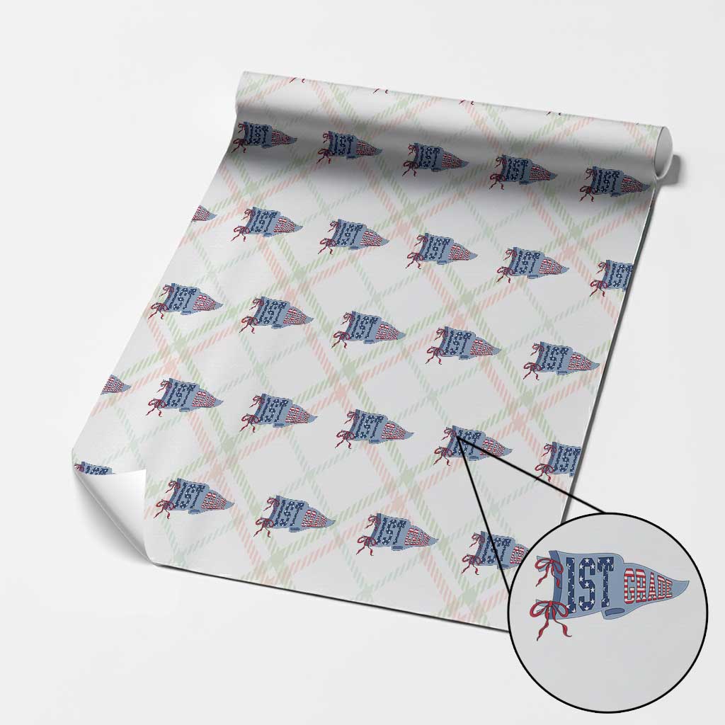 1st Grade Teacher Pennant US Flag Back to School Wrapping Paper Roll