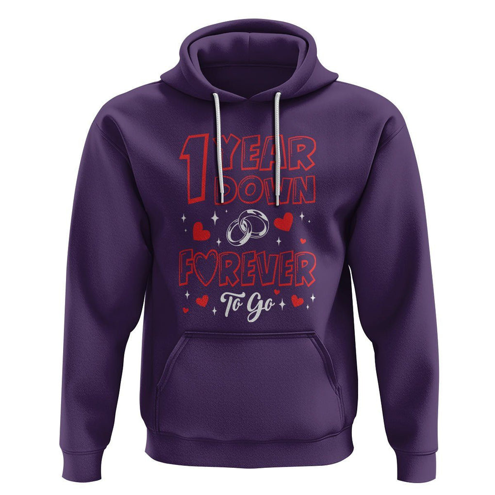 1st Wedding Anniversary Hoodie 1 Year Down Forever To Go Marriage Couple TS09 Purple Printyourwear
