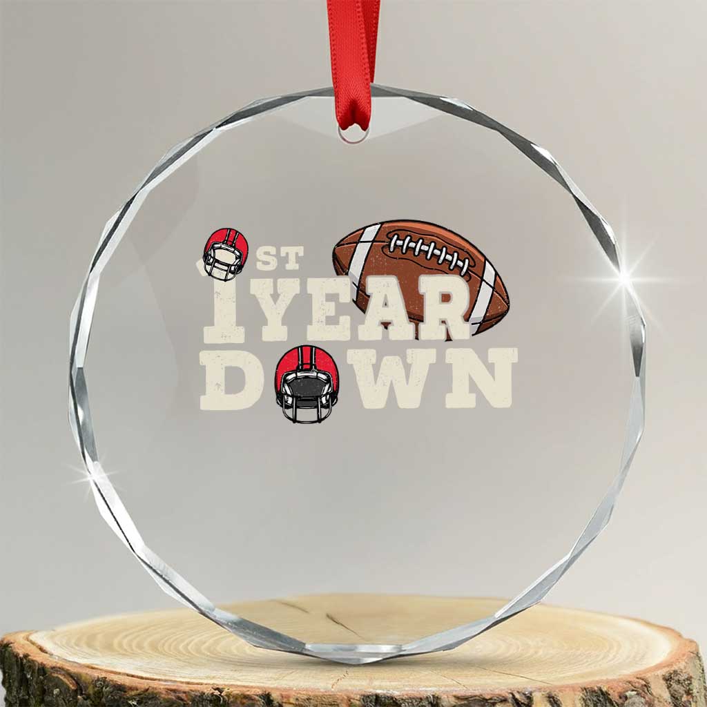 1st Year Down Football Crystal Glass Ornament Touchdown One First Birthday Infant Baby Boy - Print Your Wear