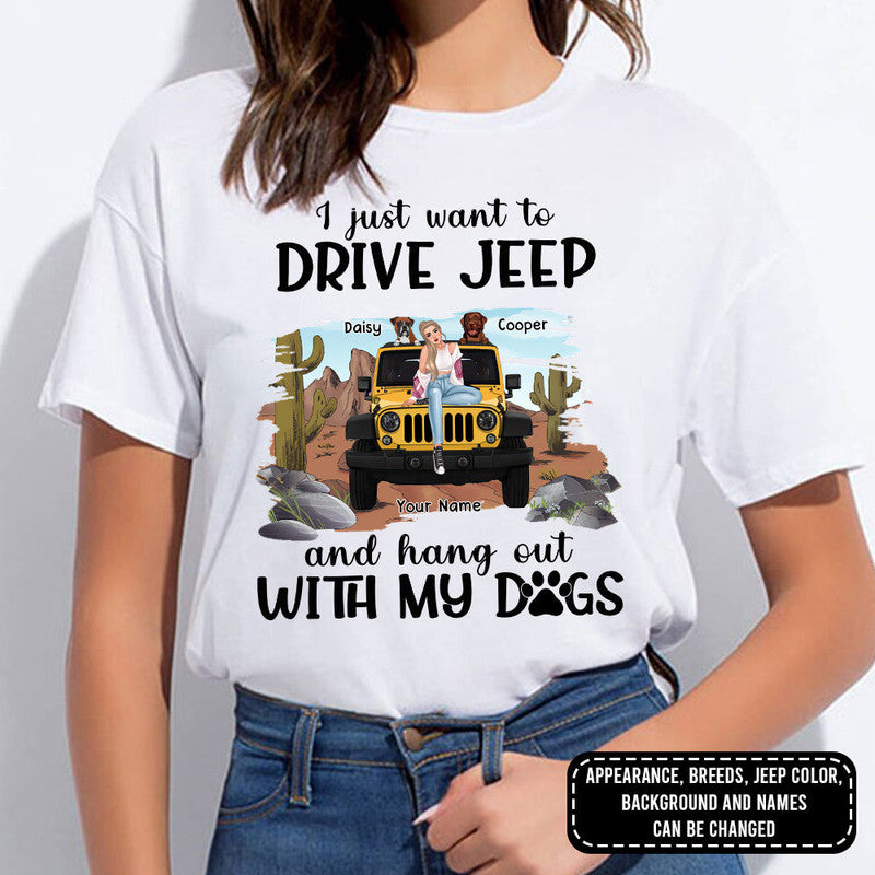 Custom JP Tee Shirts JP Girl I Just Want To Drive JP and Hang Out With My Dogs CTM Youth Custom - Printyourwear