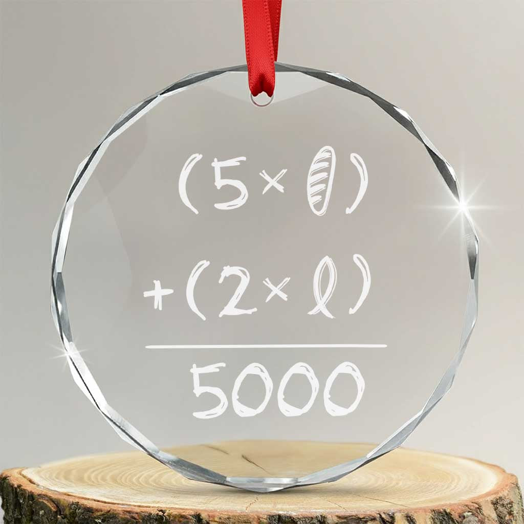2 Fishes 5 Loaves Jesus Feeds The 5000 Christian Bible Verses Crystal Glass Ornament TS11 Transparent Glass 3'' Circle Print Your Wear
