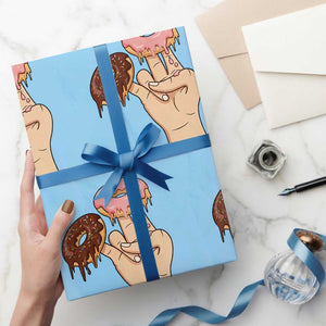 2 In The Pink 1 In The Stink Wrapping Paper Roll Funny Donut Adult Humor TS12 Light Blue Print Your Wear