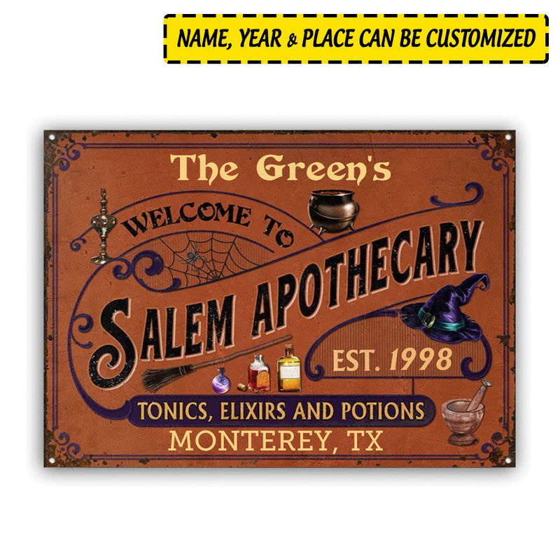 Halloween Personalized Metal Signs Witch Salem Apothecary Orange CTM One Size 24x18 inch (60.96x45.72 cm) Custom - Printyourwear