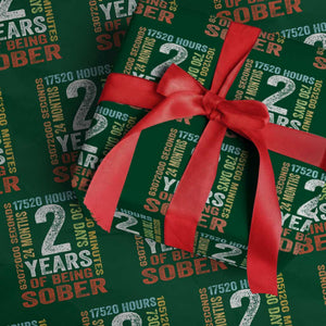 2 Years Of Being Sober Wrapping Paper Roll 2 Years Sobriety Anniversary Addiction Recovery TS11 Green Print Your Wear