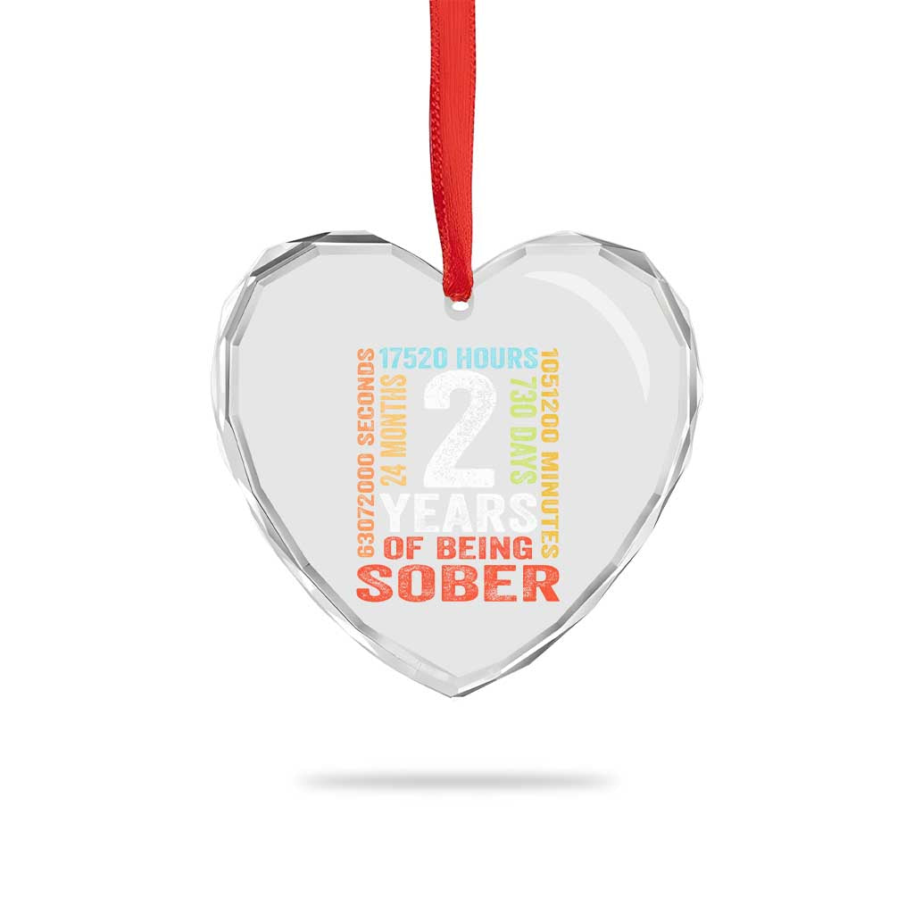 2 Years Of Being Sober Heart Crystal Glass Ornament 2 Years Sobriety Anniversary Addiction Recovery TS11 Print Your Wear