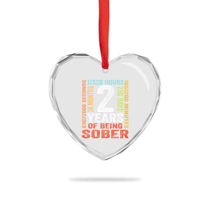 2 Years Of Being Sober Heart Crystal Glass Ornament 2 Years Sobriety Anniversary Addiction Recovery TS11 Print Your Wear