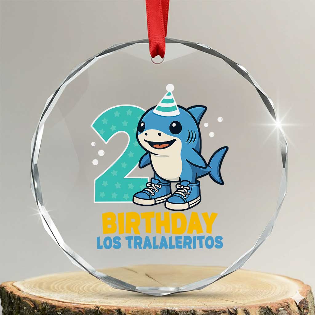 2 Years Old Birthday Brainrot Crystal Glass Ornament Funny Tralalero Tralala Los Tralaleritos Meme Shark TS10 Transparent Glass 3'' Circle Print Your Wear