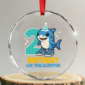 2 Years Old Birthday Brainrot Crystal Glass Ornament Funny Tralalero Tralala Los Tralaleritos Meme Shark TS10 Transparent Glass 3'' Circle Print Your Wear