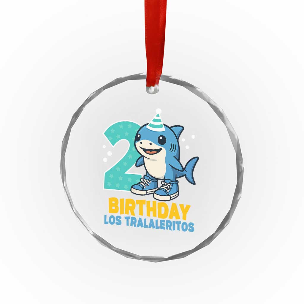 2 Years Old Birthday Brainrot Crystal Glass Ornament Funny Tralalero Tralala Los Tralaleritos Meme Shark TS10 Print Your Wear