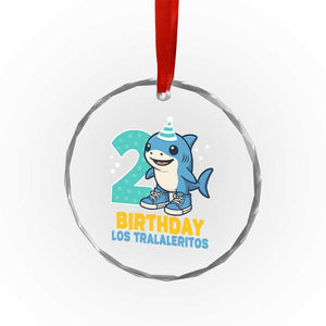 2 Years Old Birthday Brainrot Crystal Glass Ornament Funny Tralalero Tralala Los Tralaleritos Meme Shark TS10 Print Your Wear
