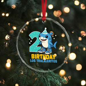 2 Years Old Birthday Brainrot Crystal Glass Ornament Funny Tralalero Tralala Los Tralaleritos Meme Shark TS10 Print Your Wear