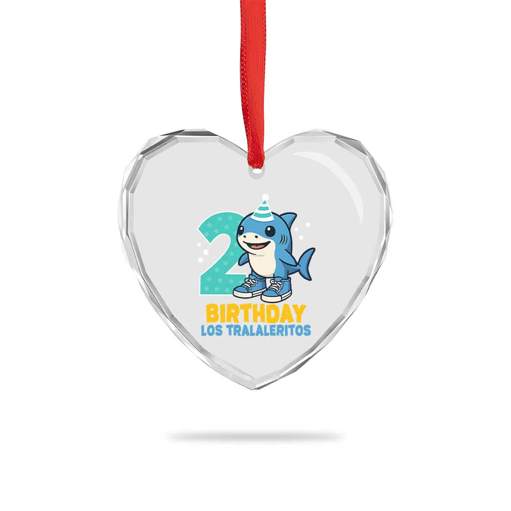 2 Years Old Birthday Brainrot Heart Crystal Glass Ornament Funny Tralalero Tralala Los Tralaleritos Meme Shark TS10 Print Your Wear