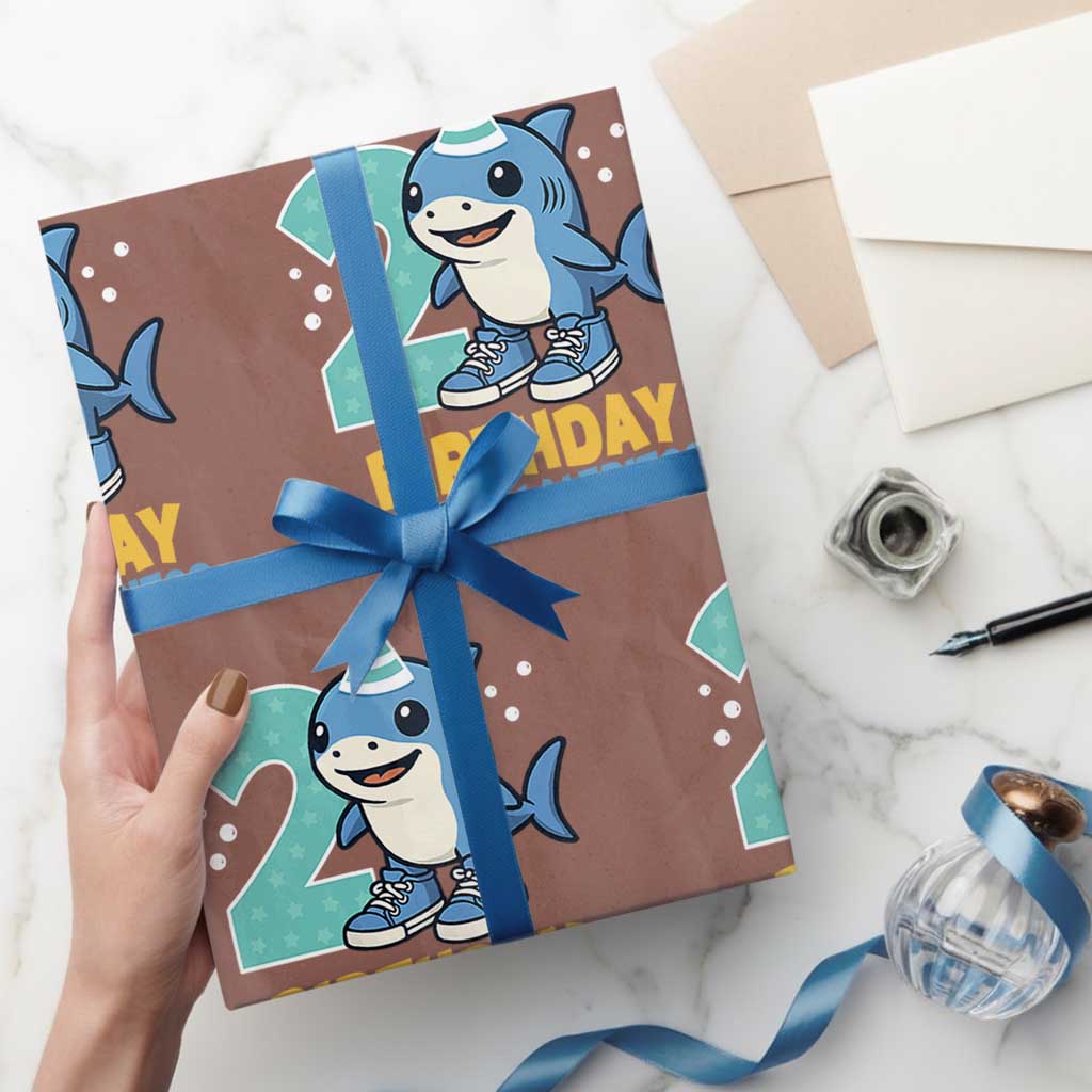 2 Years Old Birthday Brainrot Wrapping Paper Roll Funny Tralalero Tralala Los Tralaleritos Meme Shark TS10 Mocha Print Your Wear