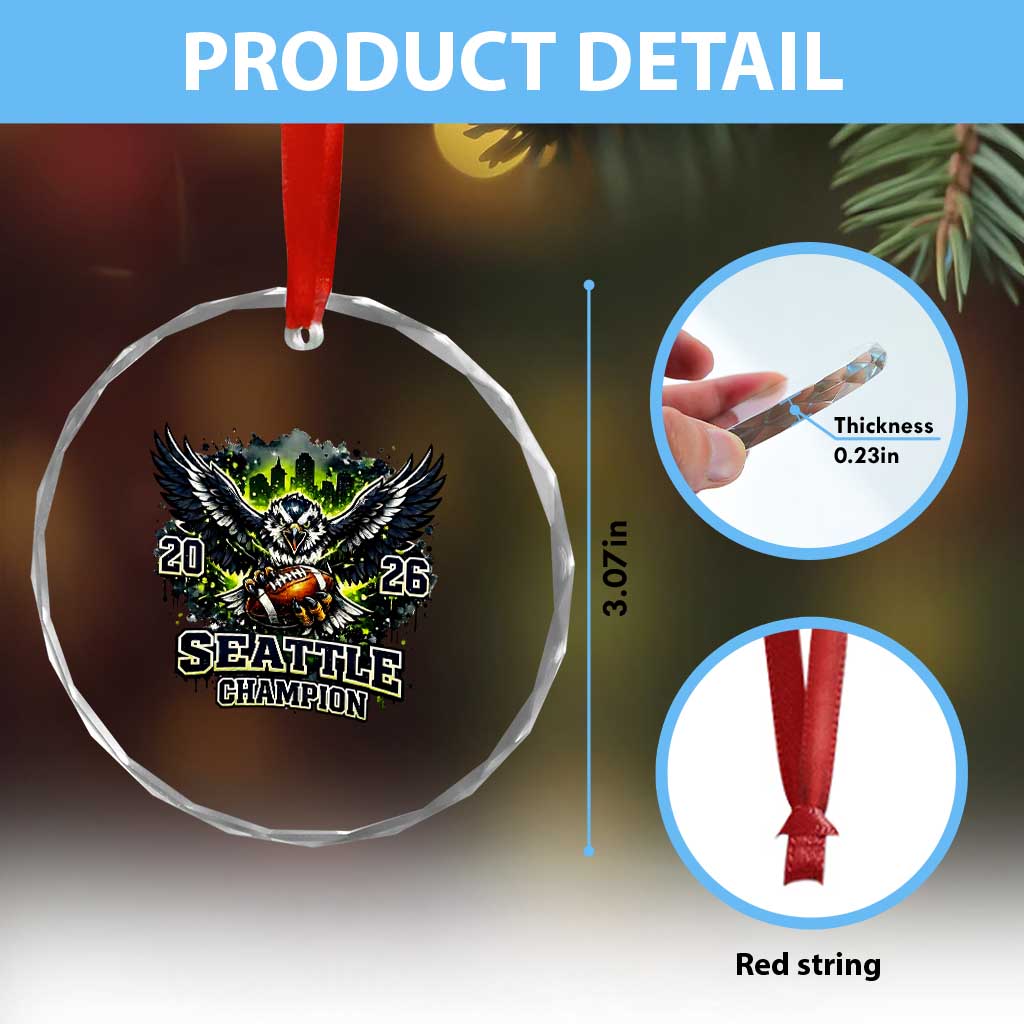 2026 Champion Crystal Glass Ornament Gift For Seattle Sports Fans TS12 Print Your Wear